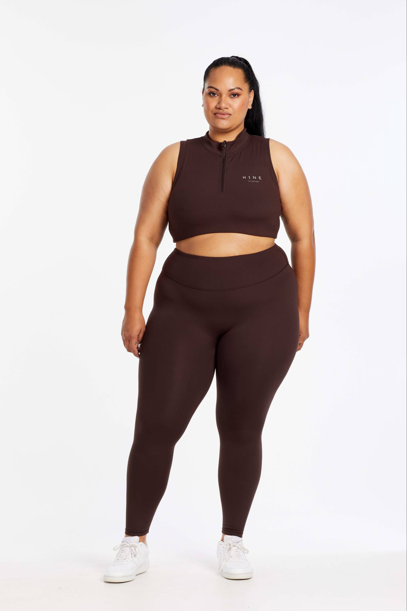 ZIP UP TRAINING BRA ESPRESSO