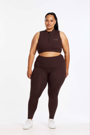 ZIP UP TRAINING BRA ESPRESSO