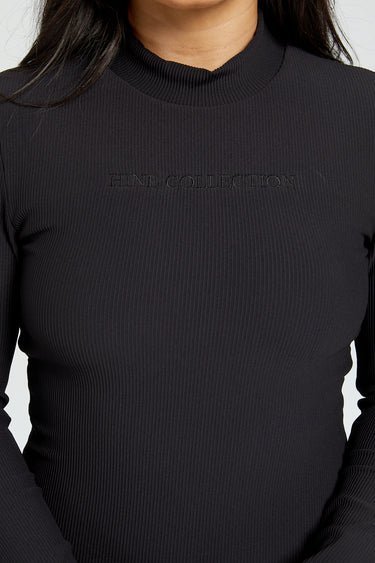 CORE RIBBED HIGH-NECK BODYSUIT ONYX