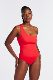 HINE RAUMATI OFF THE SHOULDER SWIMSUIT HIBISCUS