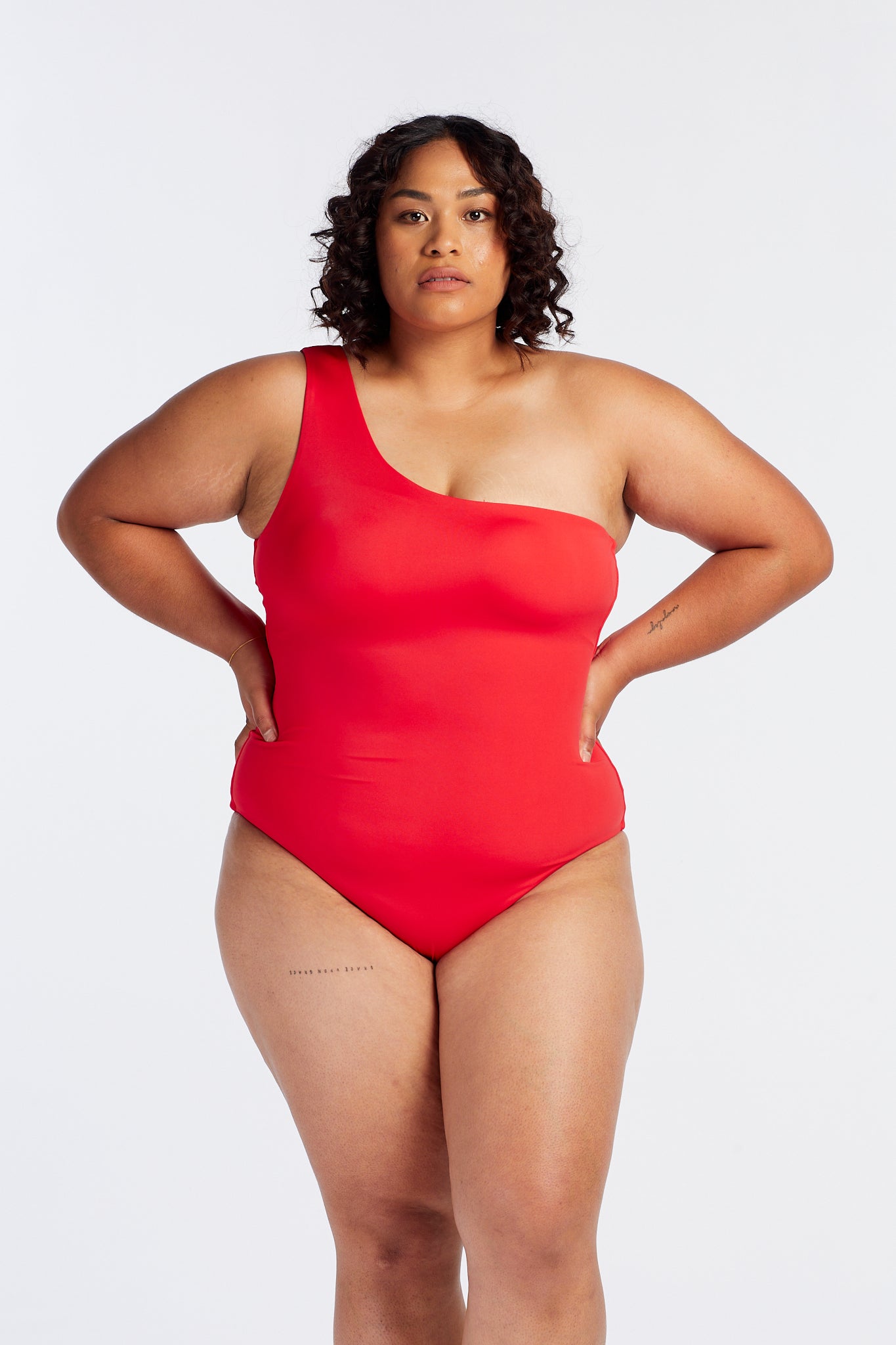 HINE RAUMATI OFF THE SHOULDER SWIMSUIT HIBISCUS