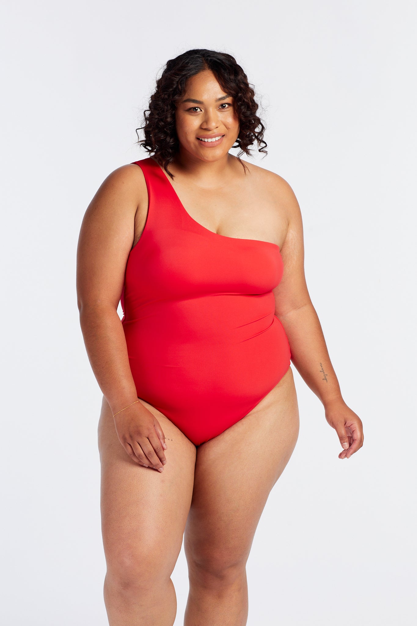 HINE RAUMATI OFF THE SHOULDER SWIMSUIT HIBISCUS
