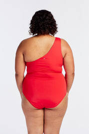 HINE RAUMATI OFF THE SHOULDER SWIMSUIT HIBISCUS