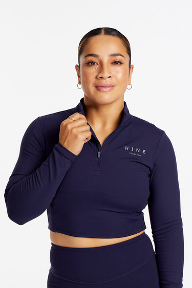 HYBRID CROP LONG SLEEVE NAVY