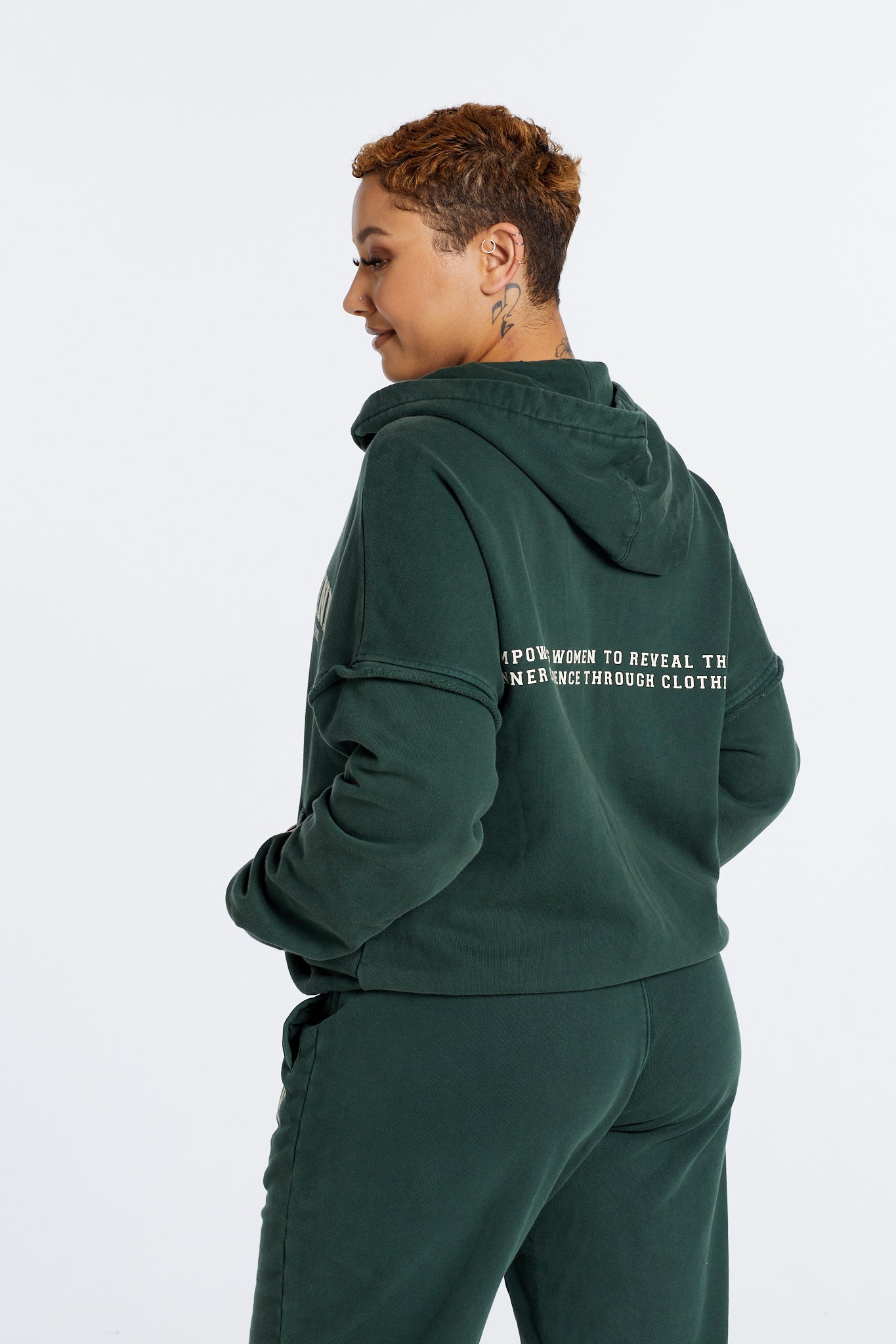 OVERSIZED WASHED ZIP UP HOODIE PINE