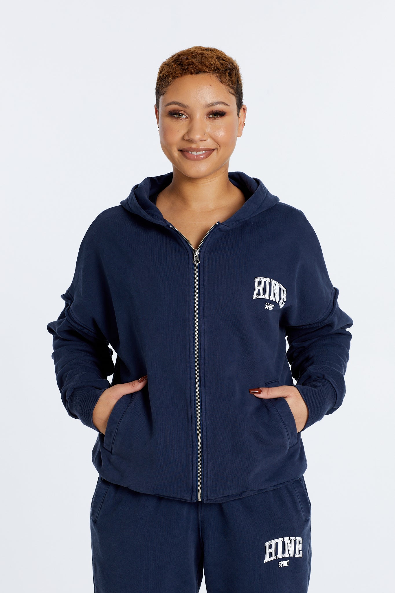 OVERSIZED WASHED ZIP UP HOODIE NAVY – HINE COLLECTION