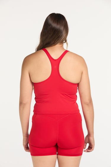 RACERBACK CROP SINGLET W/ IN-BUILT BRA RED