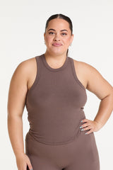 CROP RIB SINGLET COFFEE