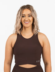 RECOVERY CROP TOP BRA ESPRESSO