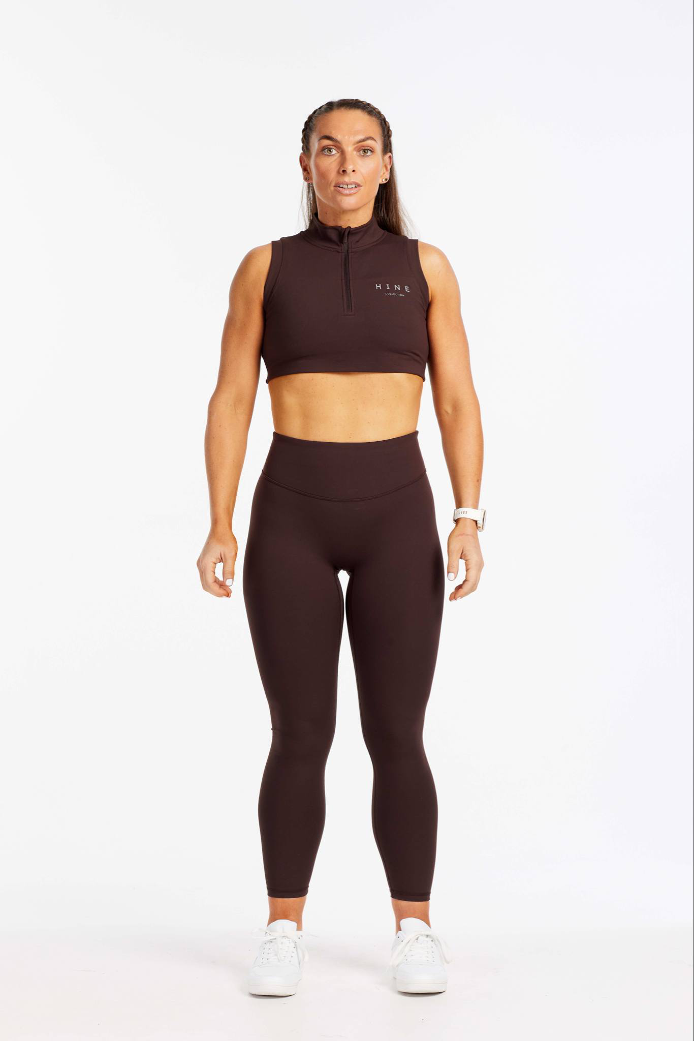 ZIP UP TRAINING BRA ESPRESSO