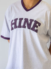 BOXY VARSITY  V-NECK TEE GREY MARLE