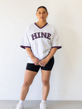BOXY VARSITY  V-NECK TEE GREY MARLE