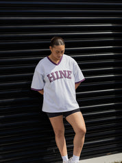 BOXY VARSITY  V-NECK TEE GREY MARLE