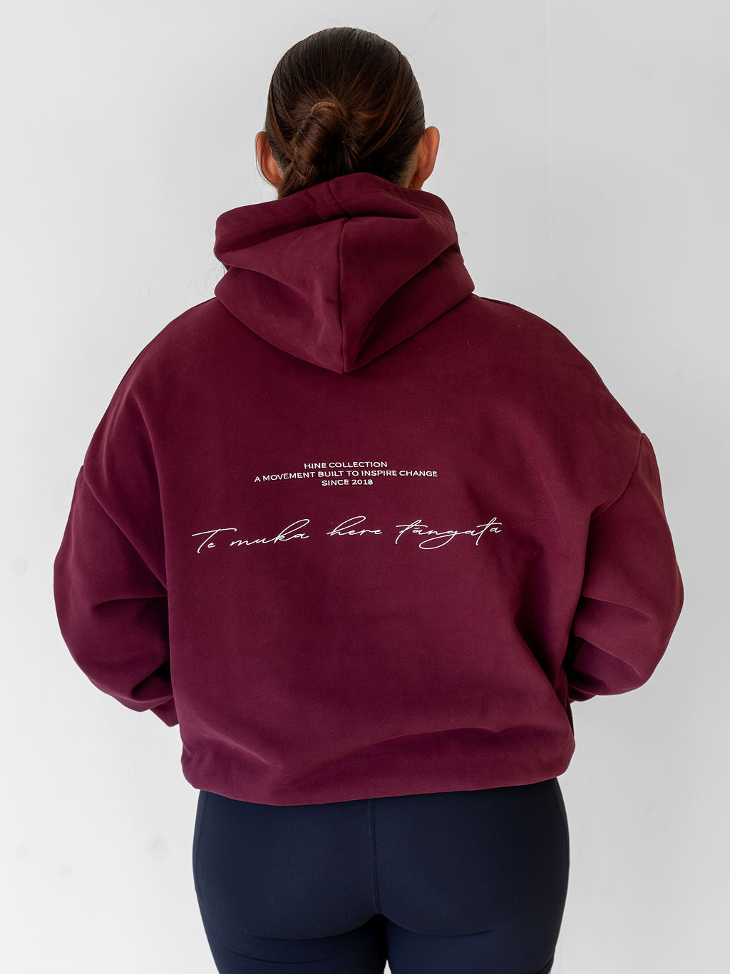 TE MUKA HERE TĀNGATA HOODIE BURGUNDY (LIMITED EDITION)