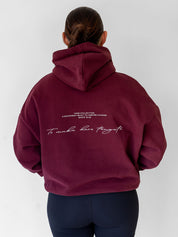 TE MUKA HERE TĀNGATA HOODIE BURGUNDY (LIMITED EDITION)