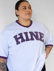 BOXY VARSITY  V-NECK TEE GREY MARLE