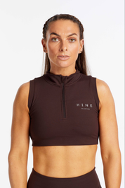 ZIP UP TRAINING BRA ESPRESSO