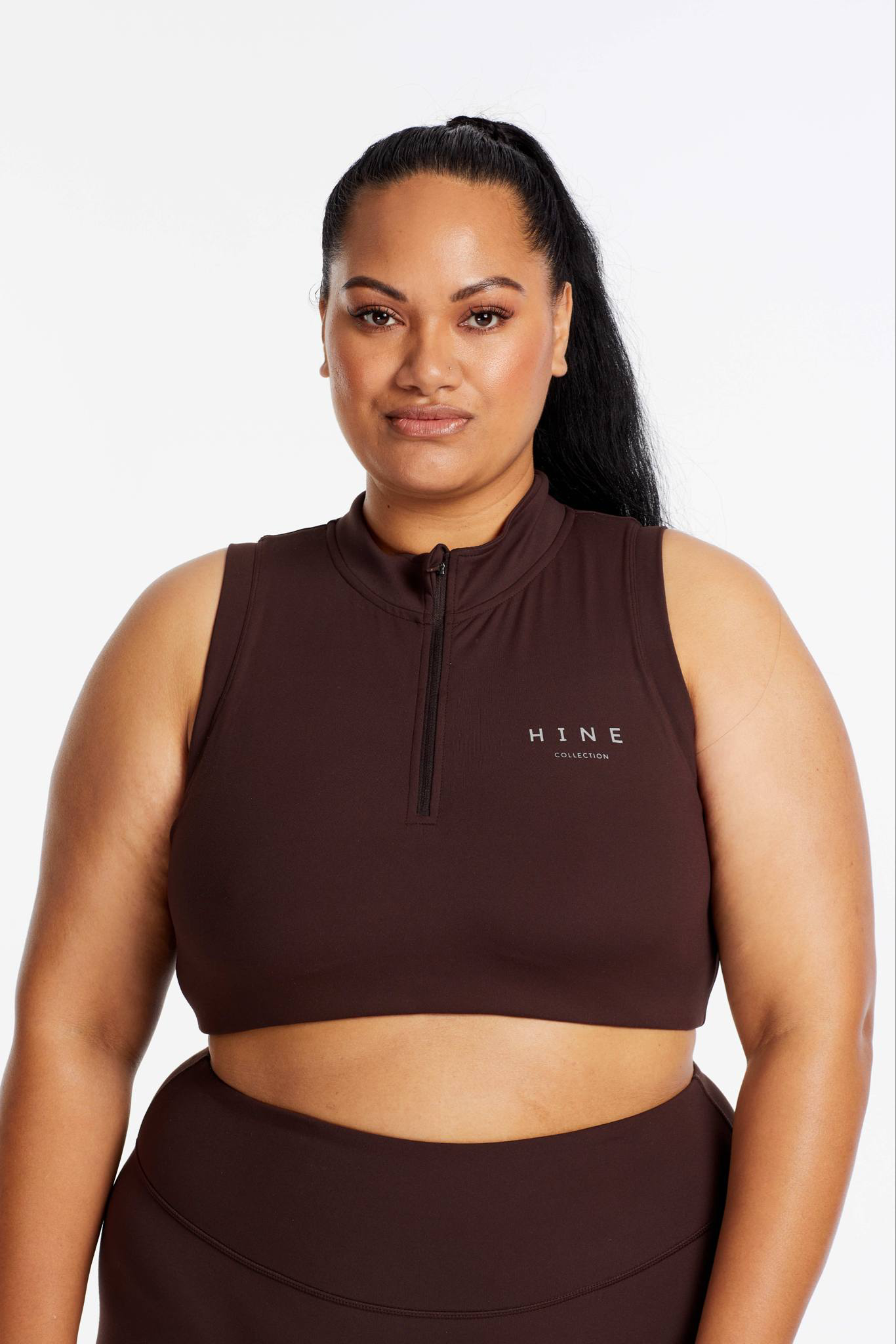 ZIP UP TRAINING BRA ESPRESSO