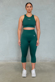 HYBRID 3/4 LENGTH LEGGING FOREST GREEN