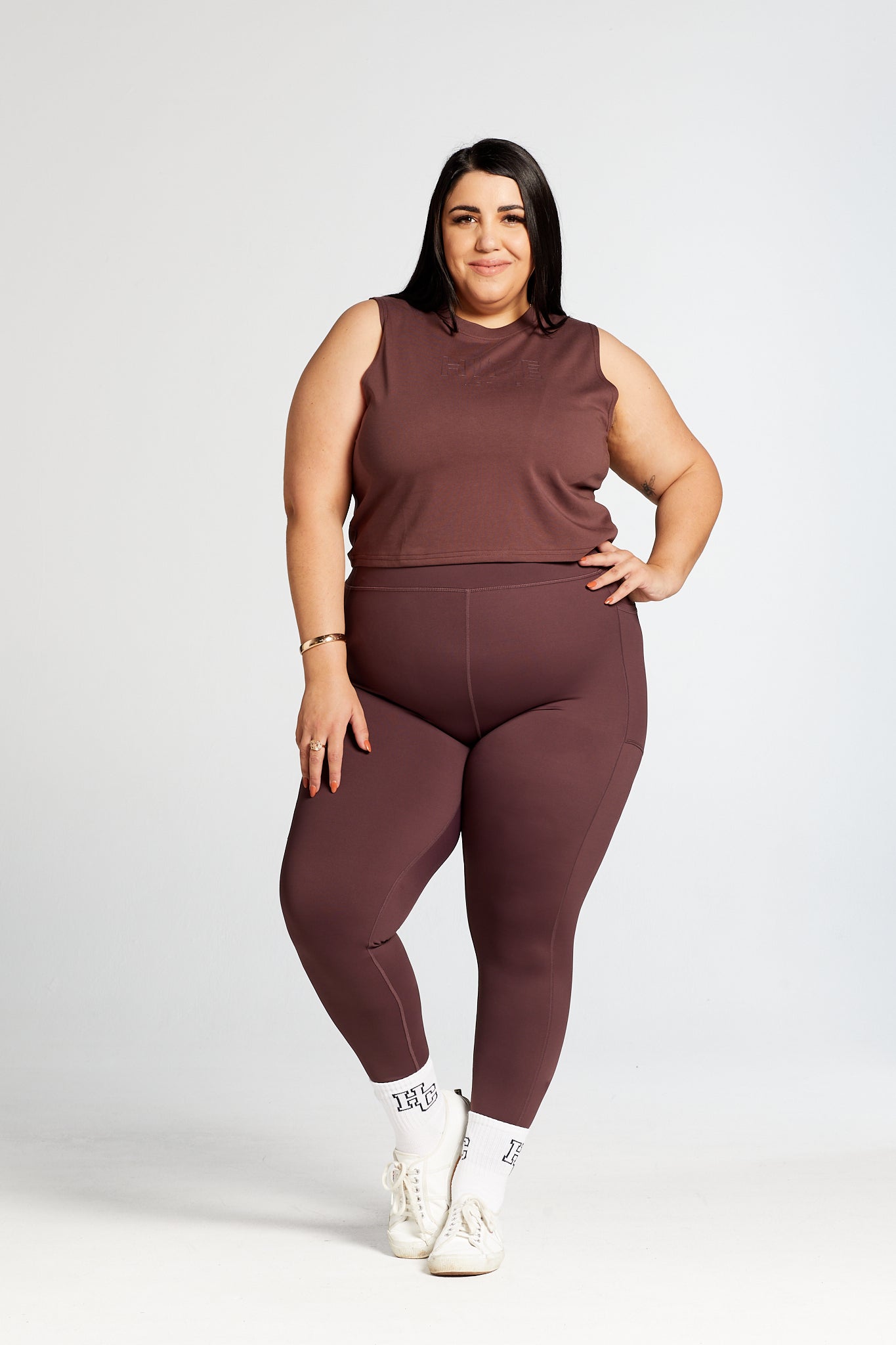 SIGNATURE CROP MUSCLE SINGLET DEEP MAUVE