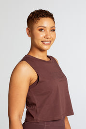 SIGNATURE CROP MUSCLE SINGLET DEEP MAUVE