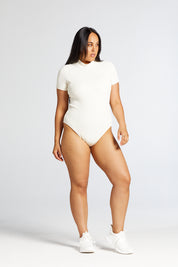RIBBED T-SHIRT BODYSUIT CREAM