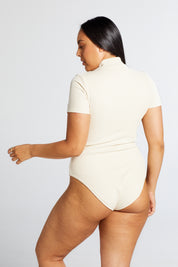 RIBBED T-SHIRT BODYSUIT CREAM