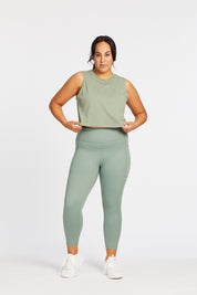 SIGNATURE CROP MUSCLE SINGLET SEA GREEN