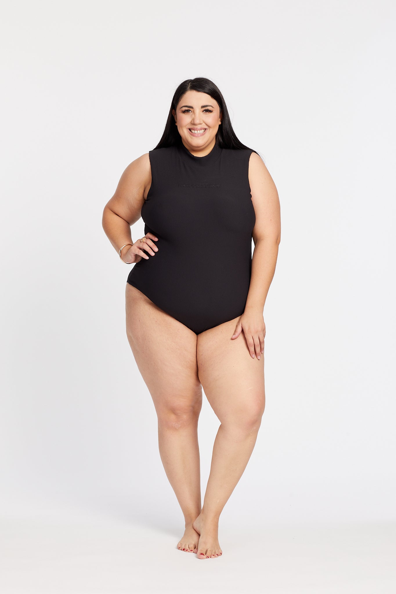 CORE RIBBED SLEEVELESS BODYSUIT ONYX