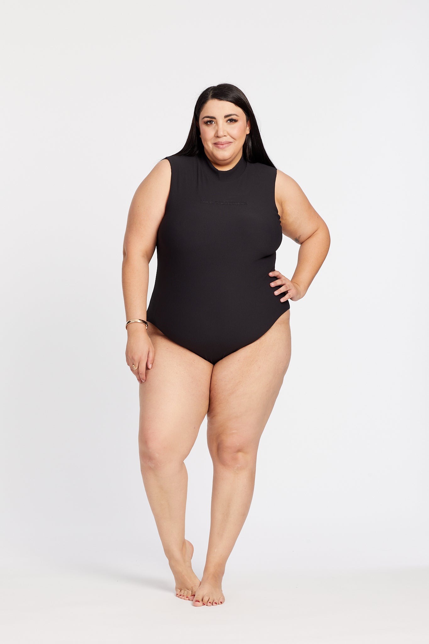 CORE RIBBED SLEEVELESS BODYSUIT ONYX