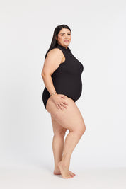 CORE RIBBED SLEEVELESS BODYSUIT ONYX