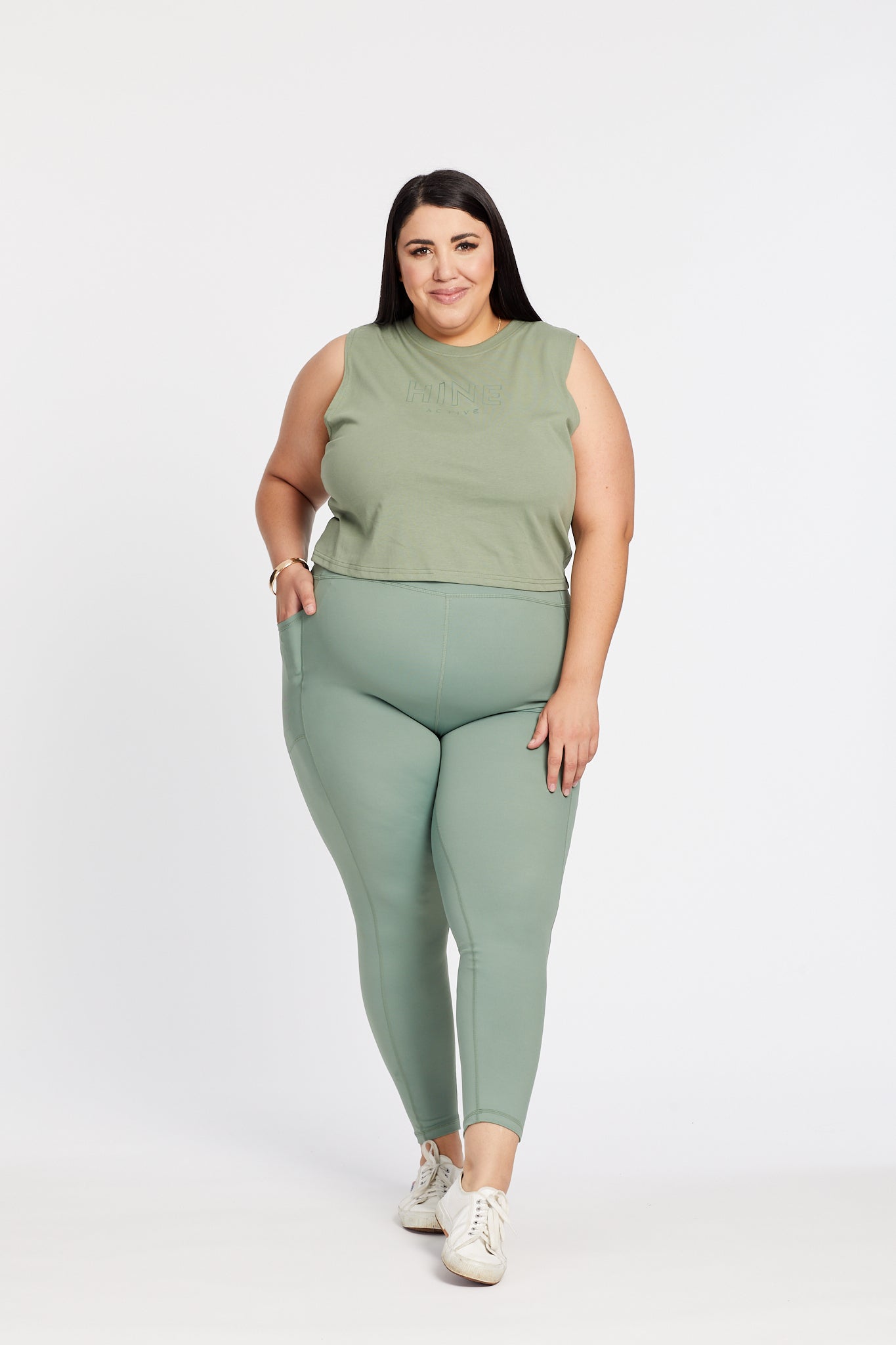 SIGNATURE CROP MUSCLE SINGLET SEA GREEN