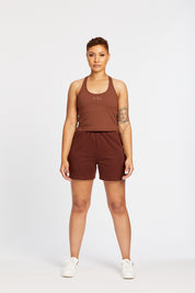 SIGNATURE RACERBACK CROP CHOCOLATE