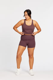 SIGNATURE RACERBACK CROP DEEP MAUVE
