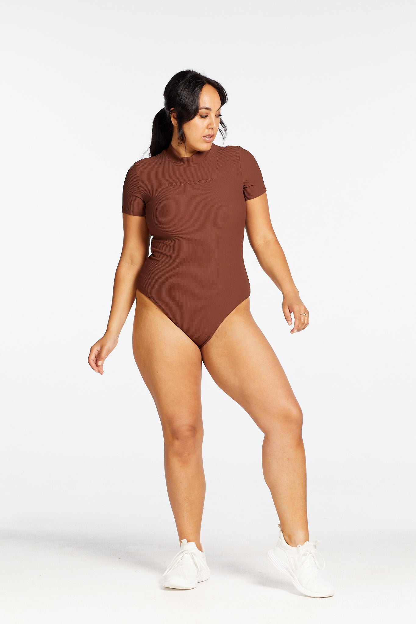 CORE RIBBED T-SHIRT BODYSUIT CHOCOLATE