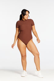 CORE RIBBED T-SHIRT BODYSUIT CHOCOLATE