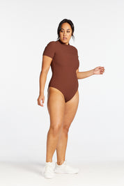 CORE RIBBED T-SHIRT BODYSUIT CHOCOLATE