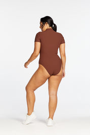 CORE RIBBED T-SHIRT BODYSUIT CHOCOLATE