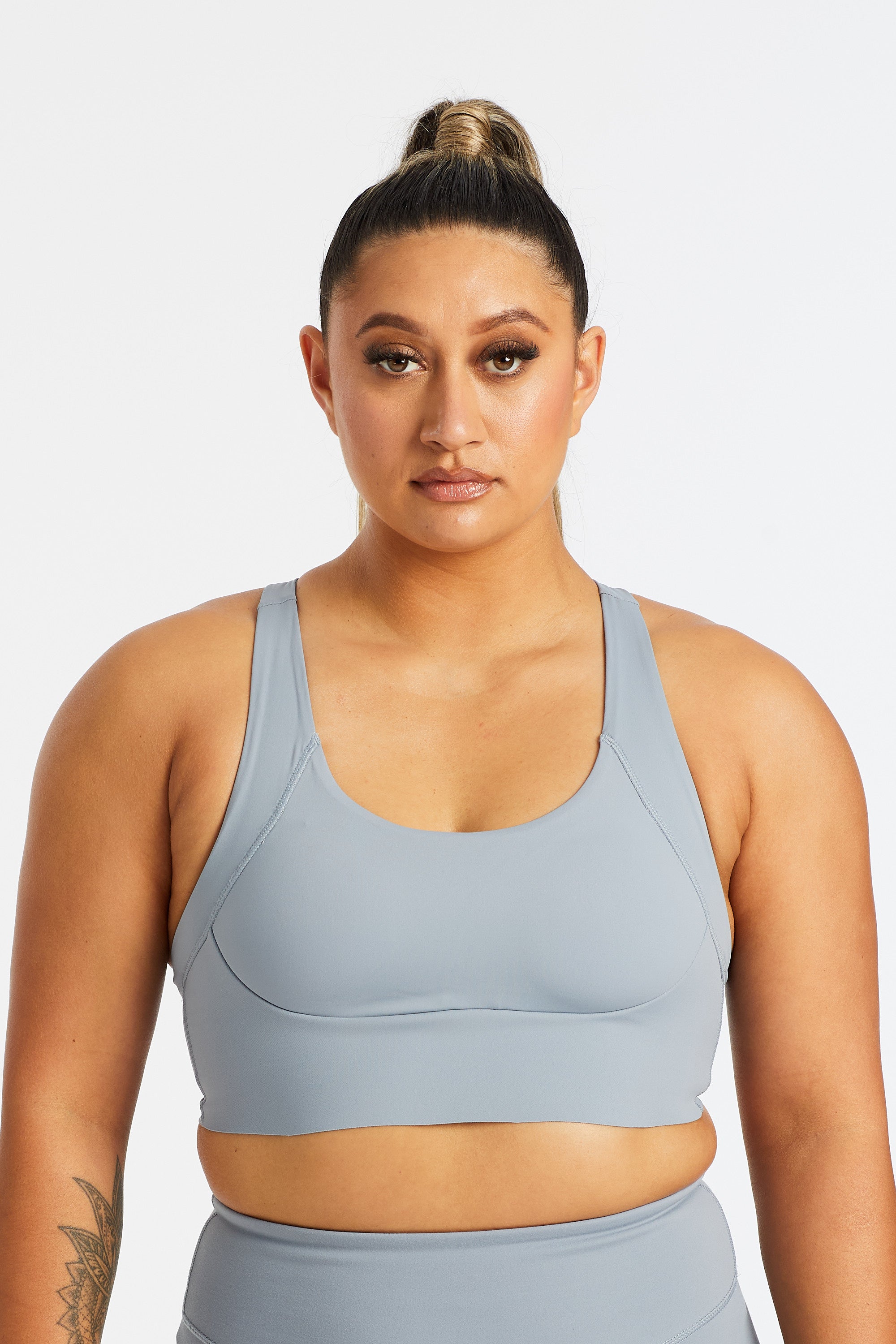 CURVED BUILT-IN BRA DUSTY BLUE